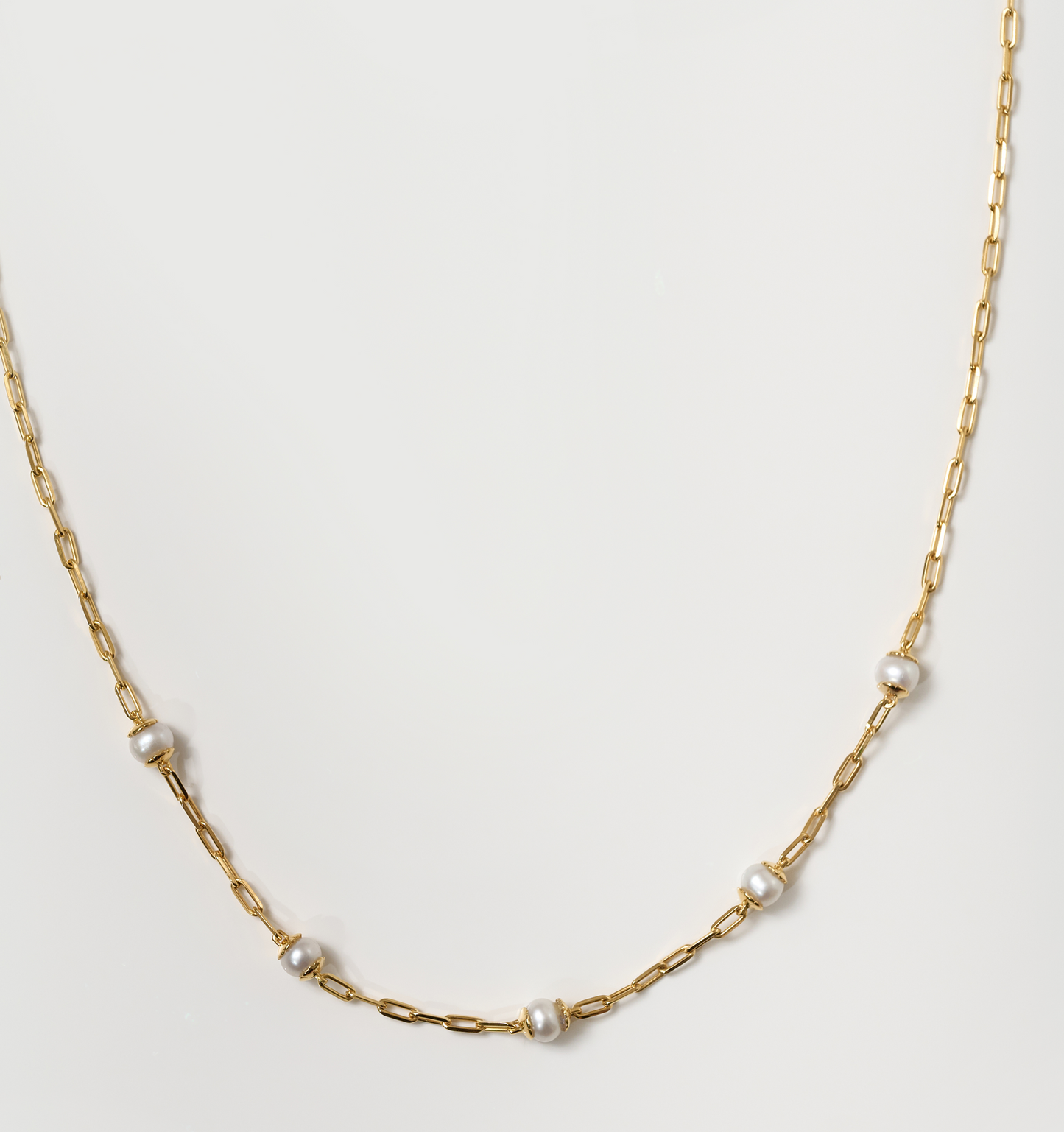 Laya Necklace gold chain with spaced white pearls elegant jewelry