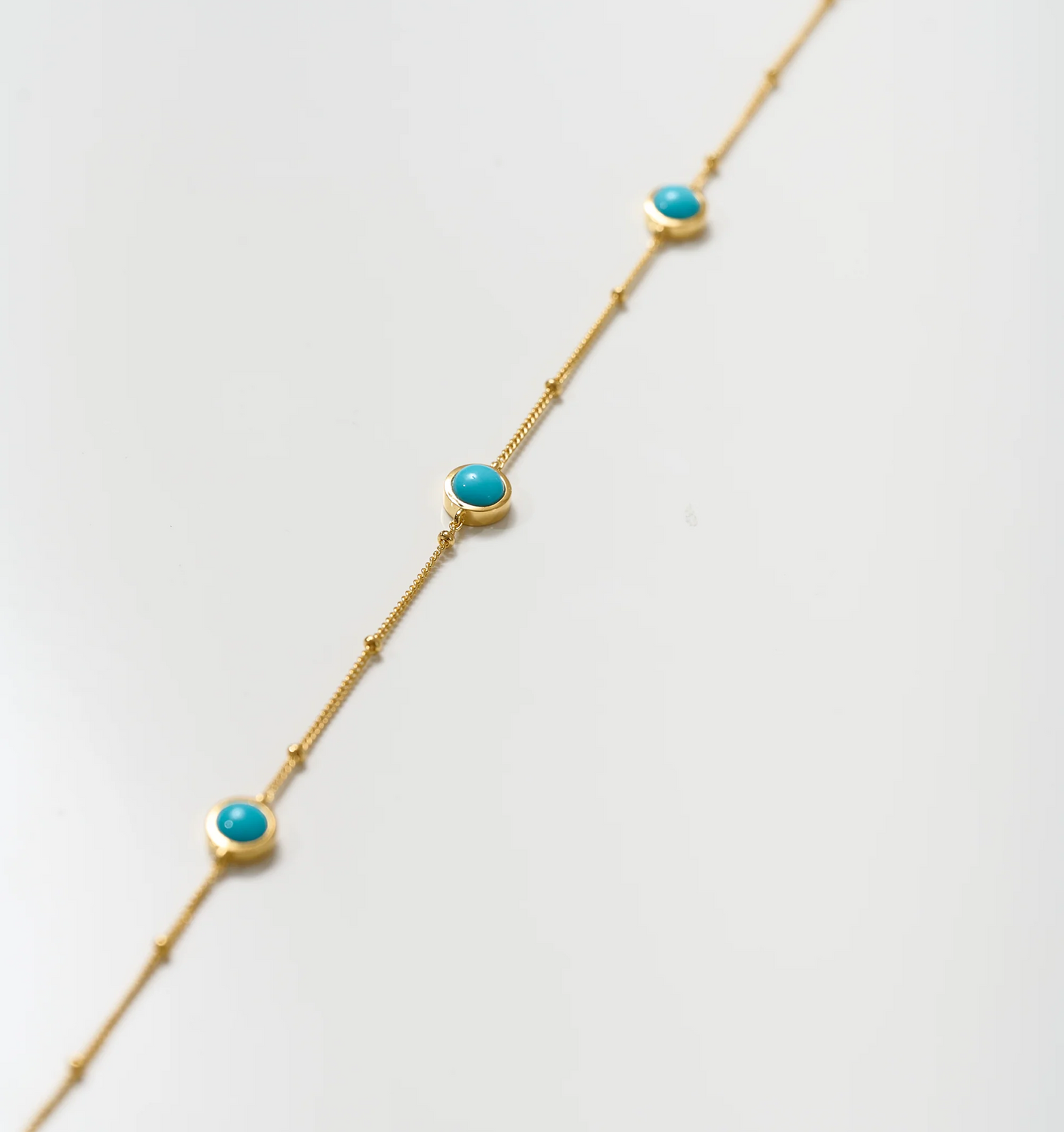 Nilaaya Bracelet gold chain with turquoise stones for serenity and protection