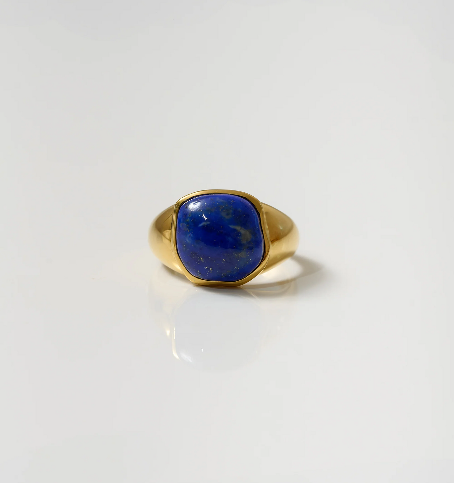 Neelaya Ring with bold lapis stone set in gold band symbolizing introspection and inner truth