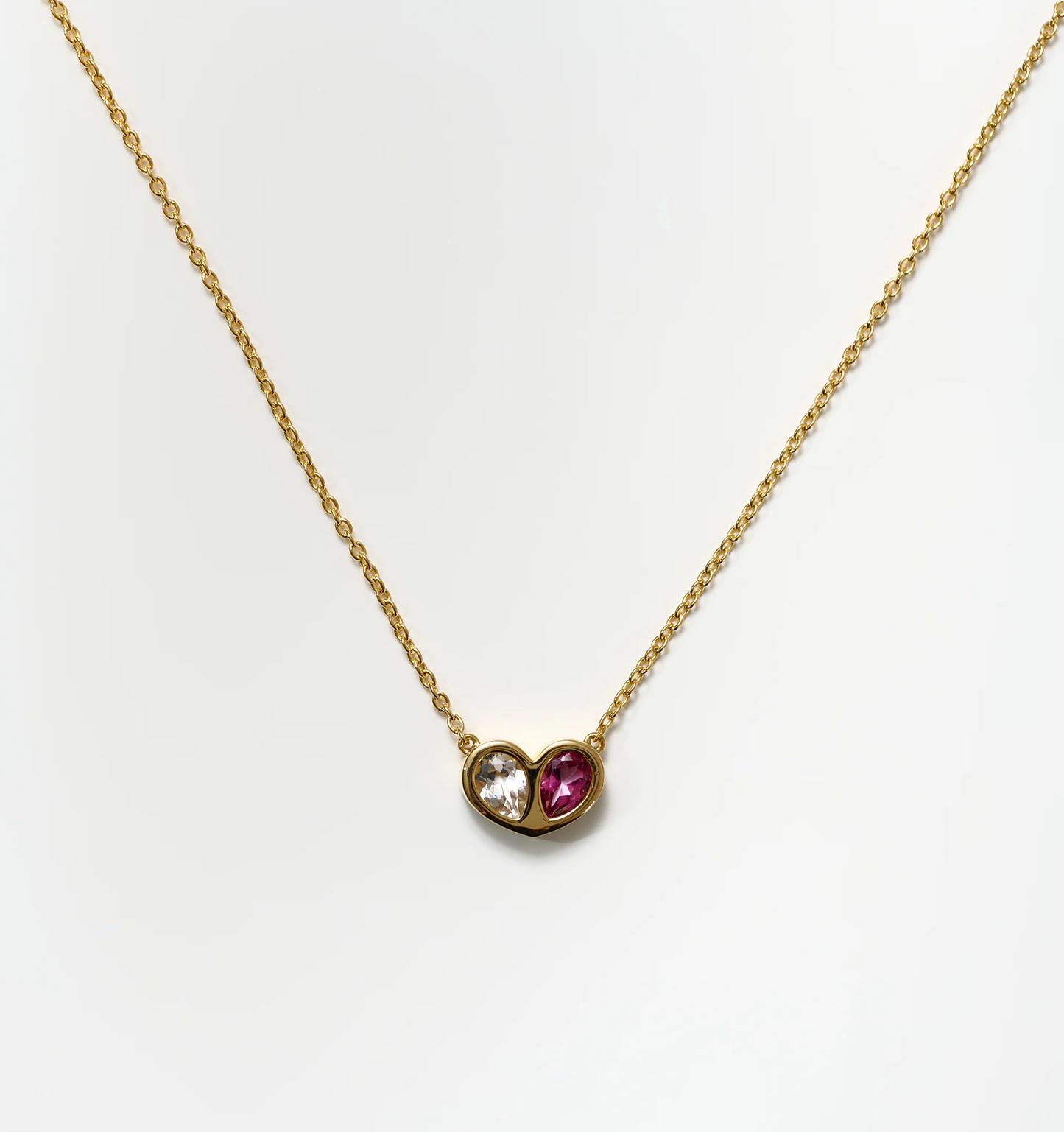Manas Necklace gold chain with heart-shaped twin stones symbolizing balance and connection