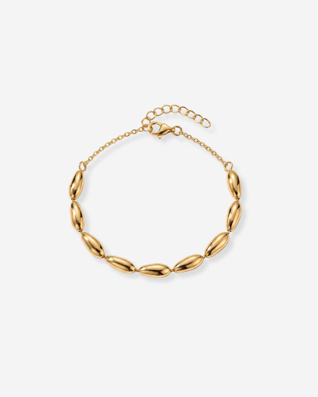 Elegant gold Beeja Bracelet with softly sculpted linked forms in continuous rhythm