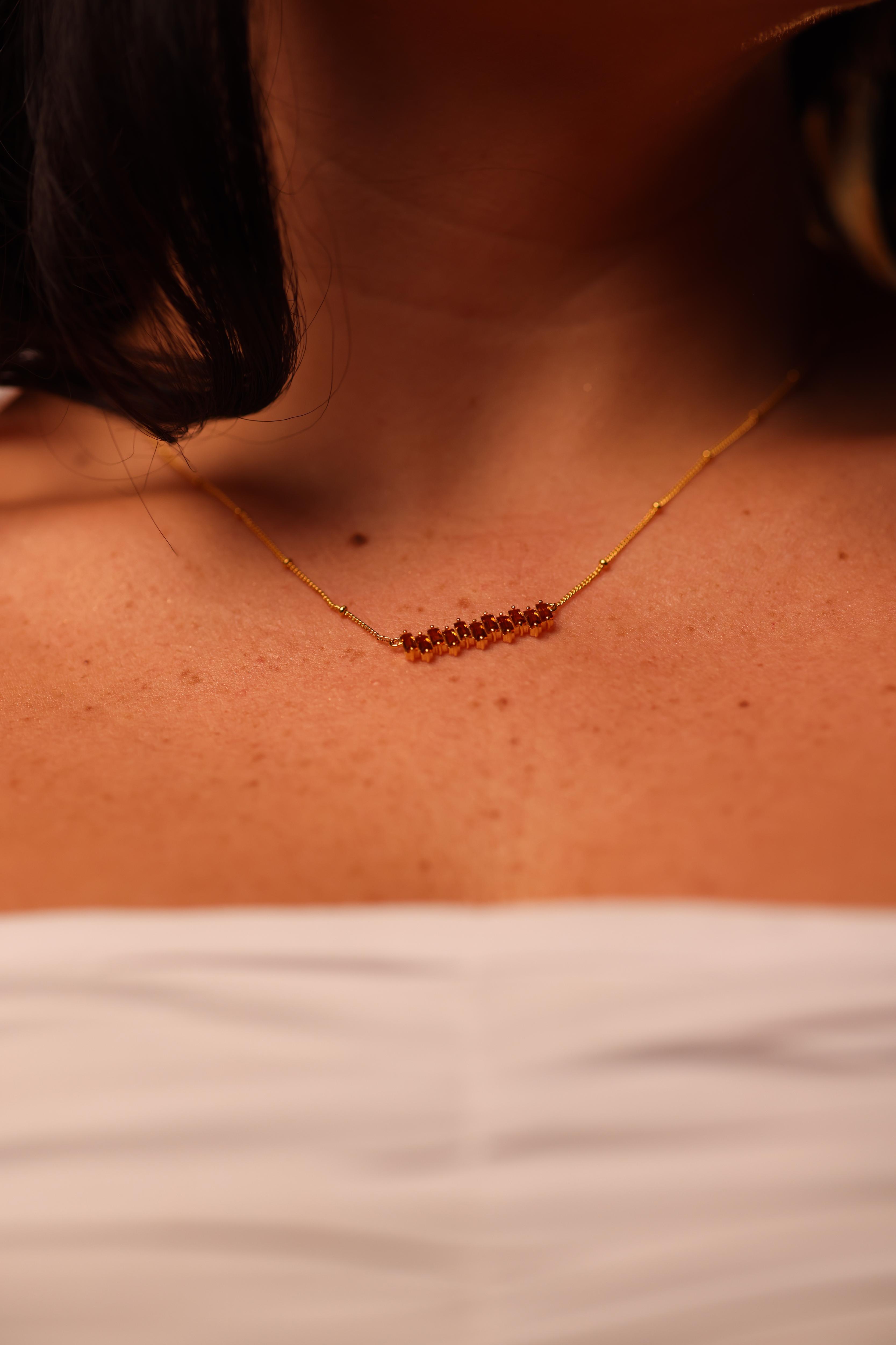 Minimal Sutra Necklace designed for balance and layering with citrine statement rings