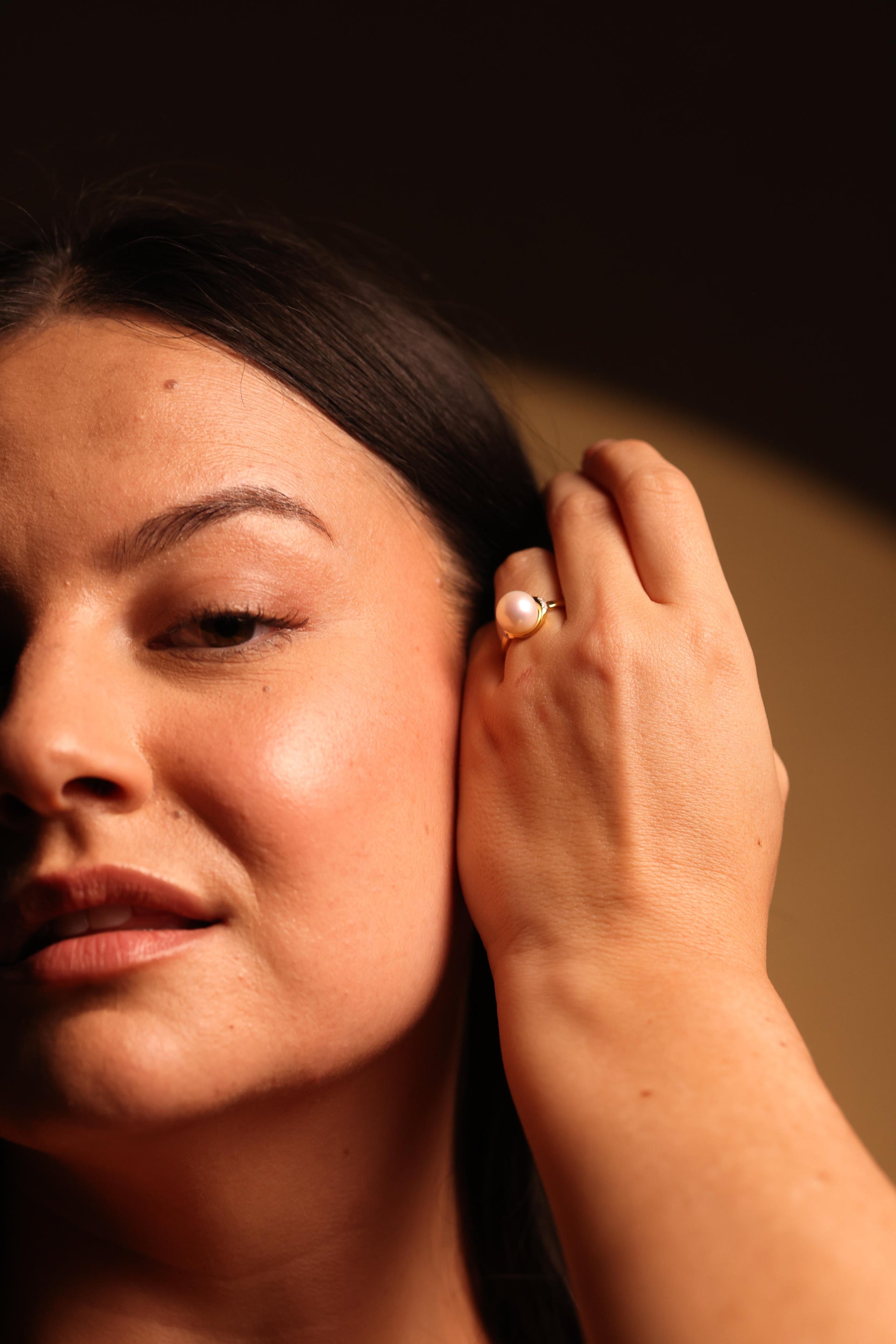 Niyam Ring with pearl and lab-grown diamonds highlighting modern, refined design