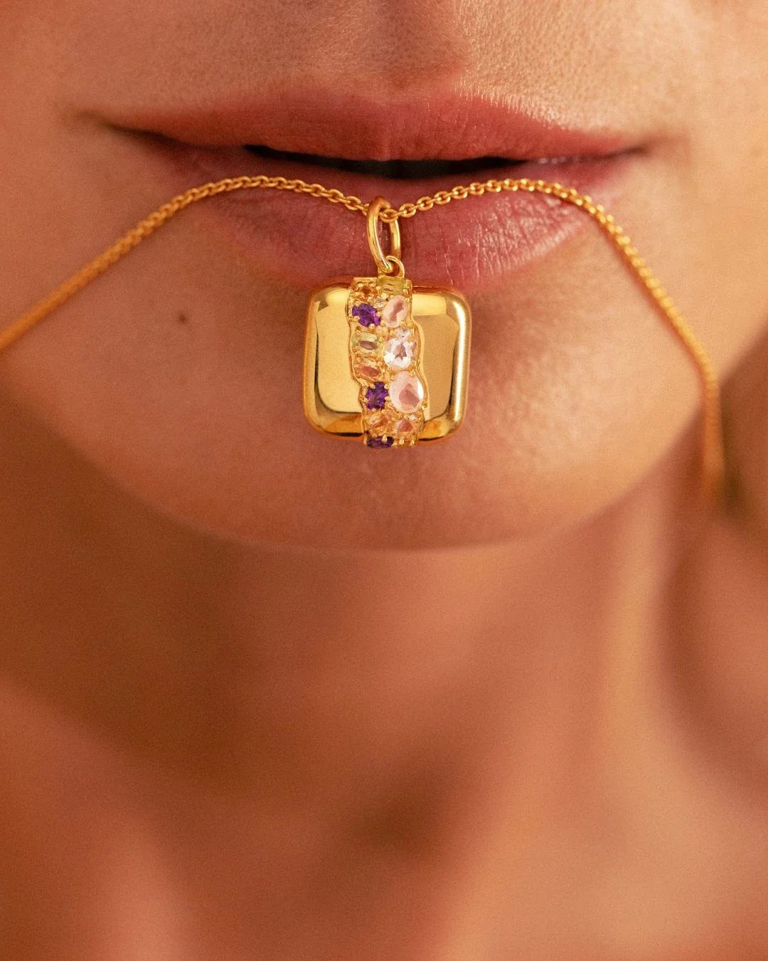 Anvesha Necklace with trail of oval stones in graduating colors symbolizing beauty and discovery