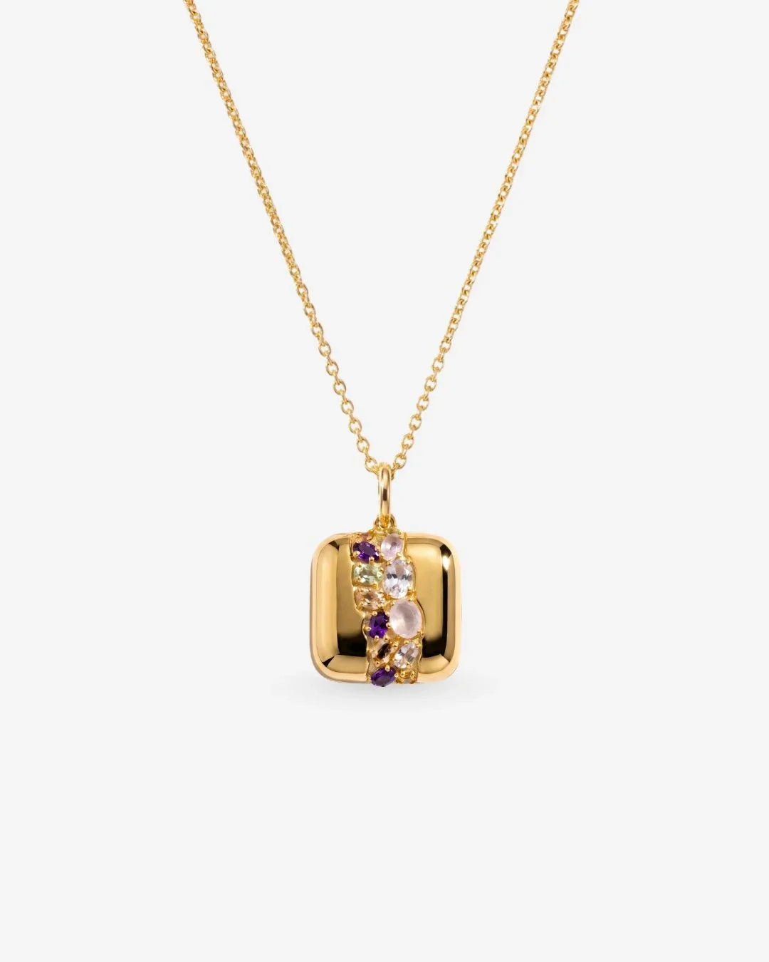 Anvesha Necklace featuring a trail of oval stones in graduating colors for elegant beauty