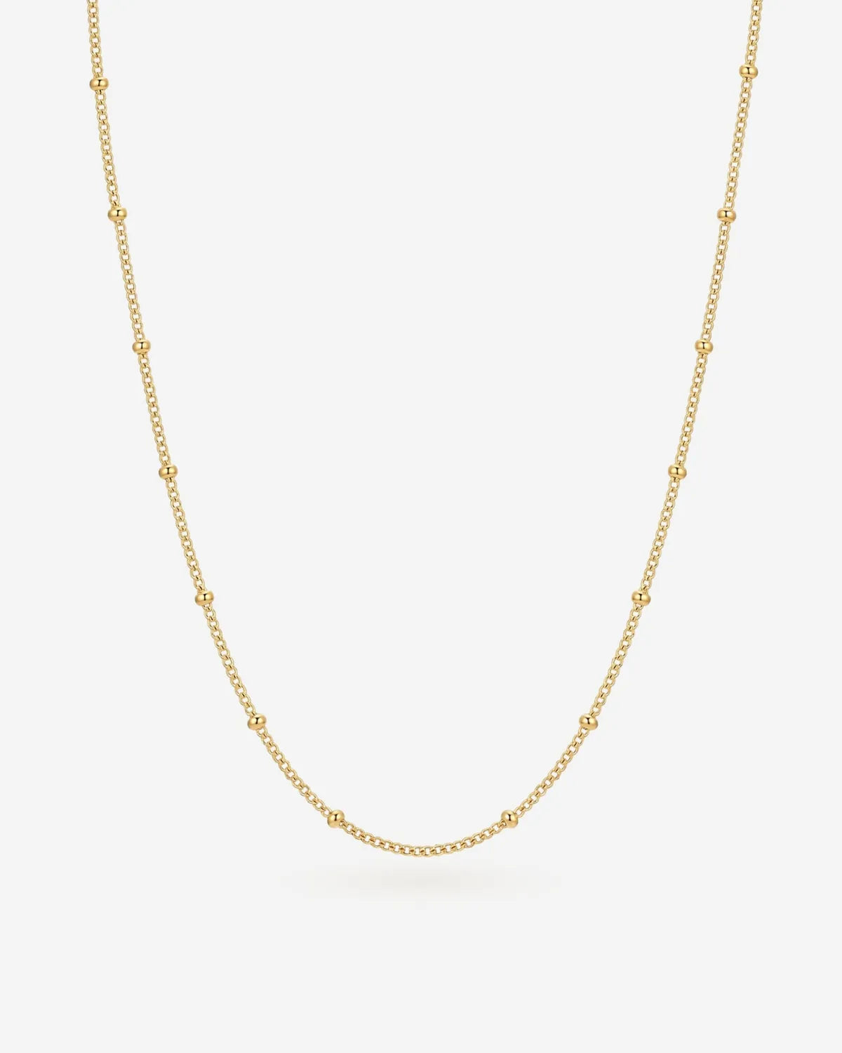 Bead Chain 1mm 18+2" Recycle Silver 18K Yellow Gold Vermeil with 10mm Fish Lock and Tag