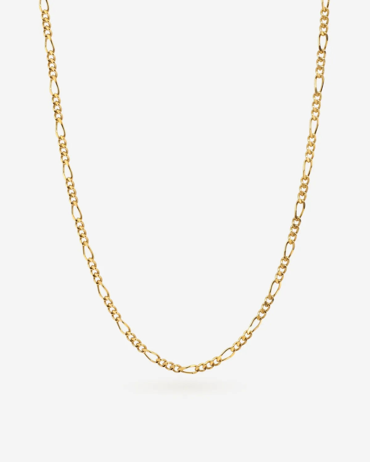 Figaro Chain 1.5mm 18+2 inch recycled silver with 18K yellow gold vermeil and 10mm fish lock clasp