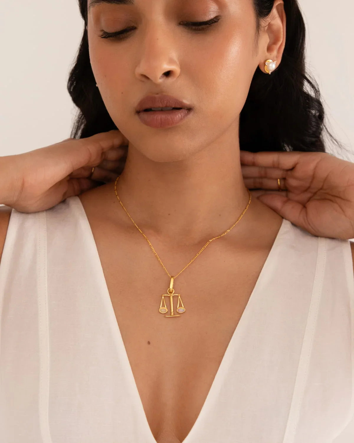 Libra – Tula zodiac scales with Ethiopian Opal symbolizing balance and beauty