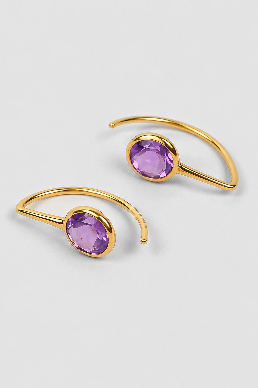Manvi Earrings with brilliant cut Amethyst stones in a minimal, elegant design