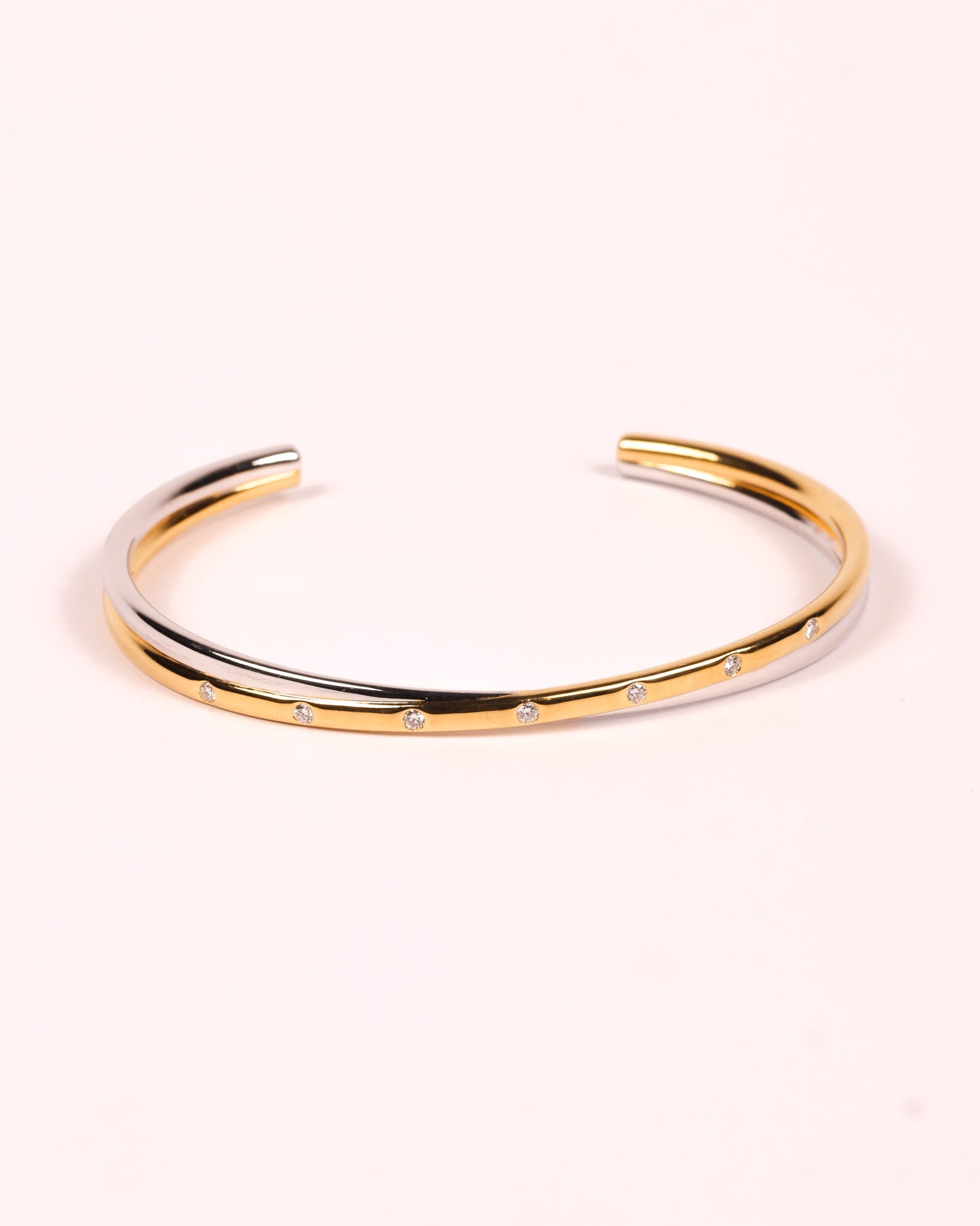 Ansa Cuff sculptural open bracelet with lab-grown diamonds and clean architectural lines