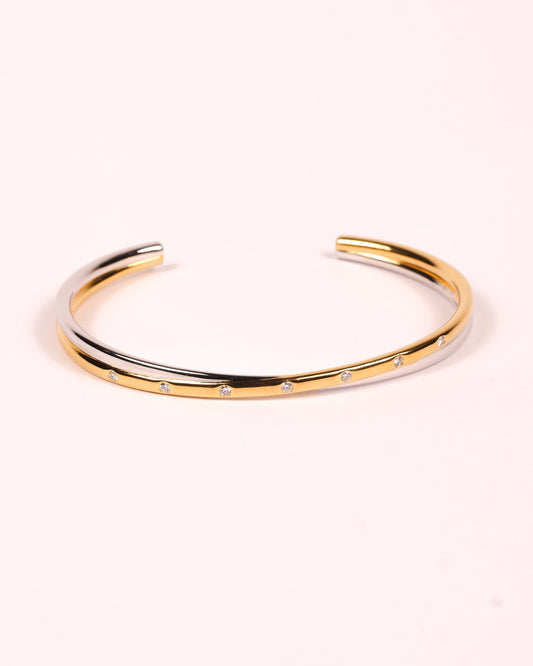 Ansa Cuff sculptural open bracelet with lab-grown diamonds and clean architectural lines