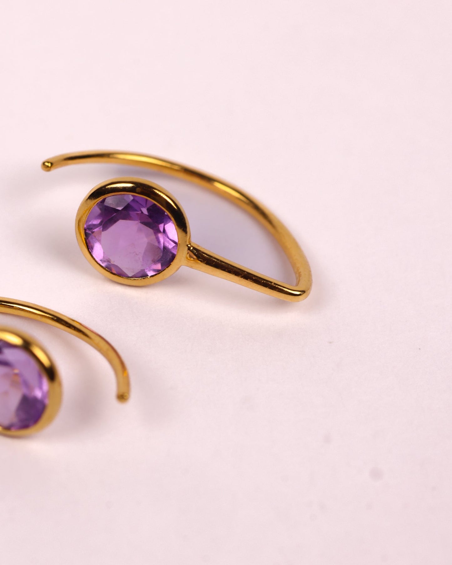 Manvi Earrings with brilliant cut amethyst stones for everyday elegance and modern femininity