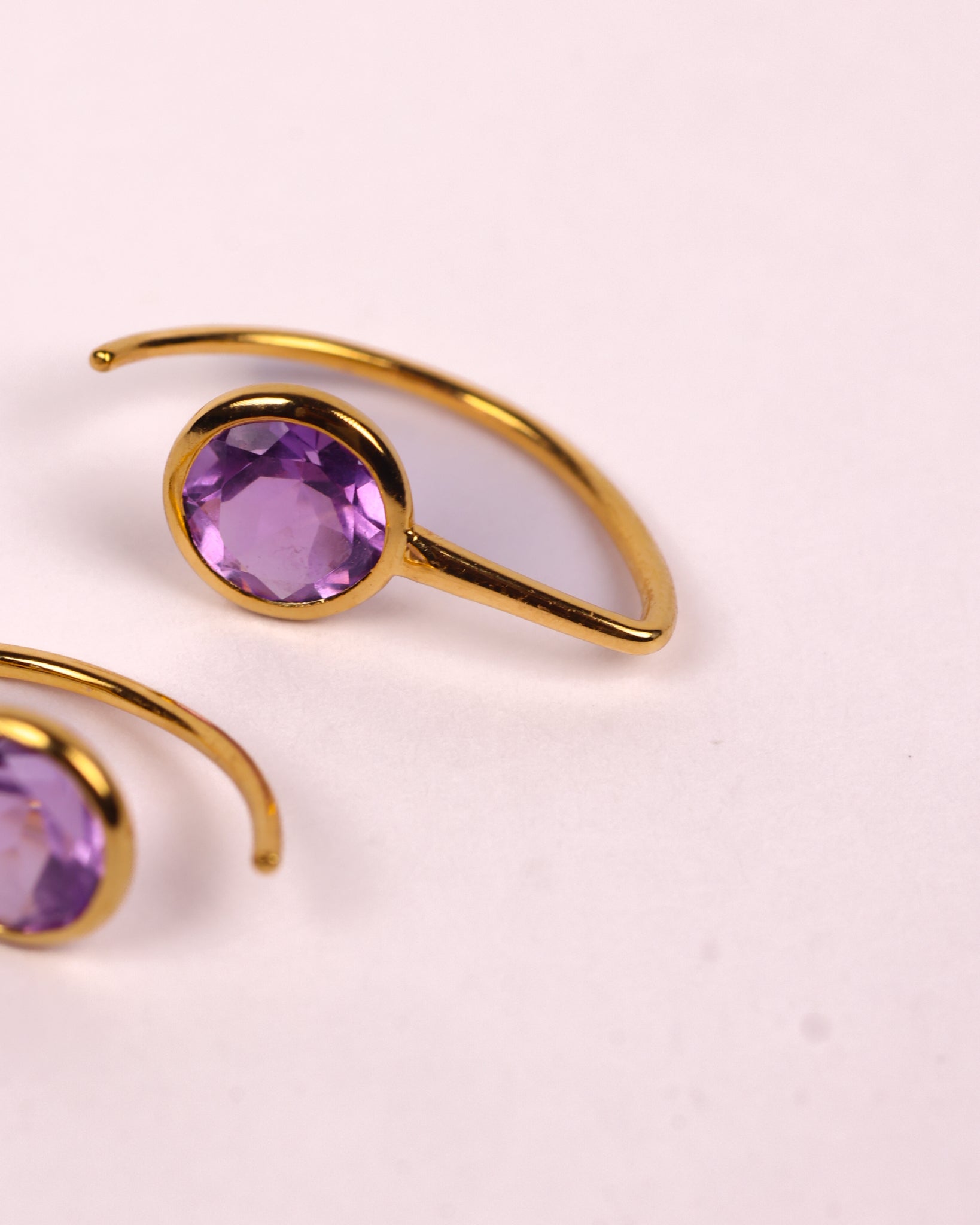 Manvi Earrings with brilliant cut amethyst stones for everyday elegance and modern femininity