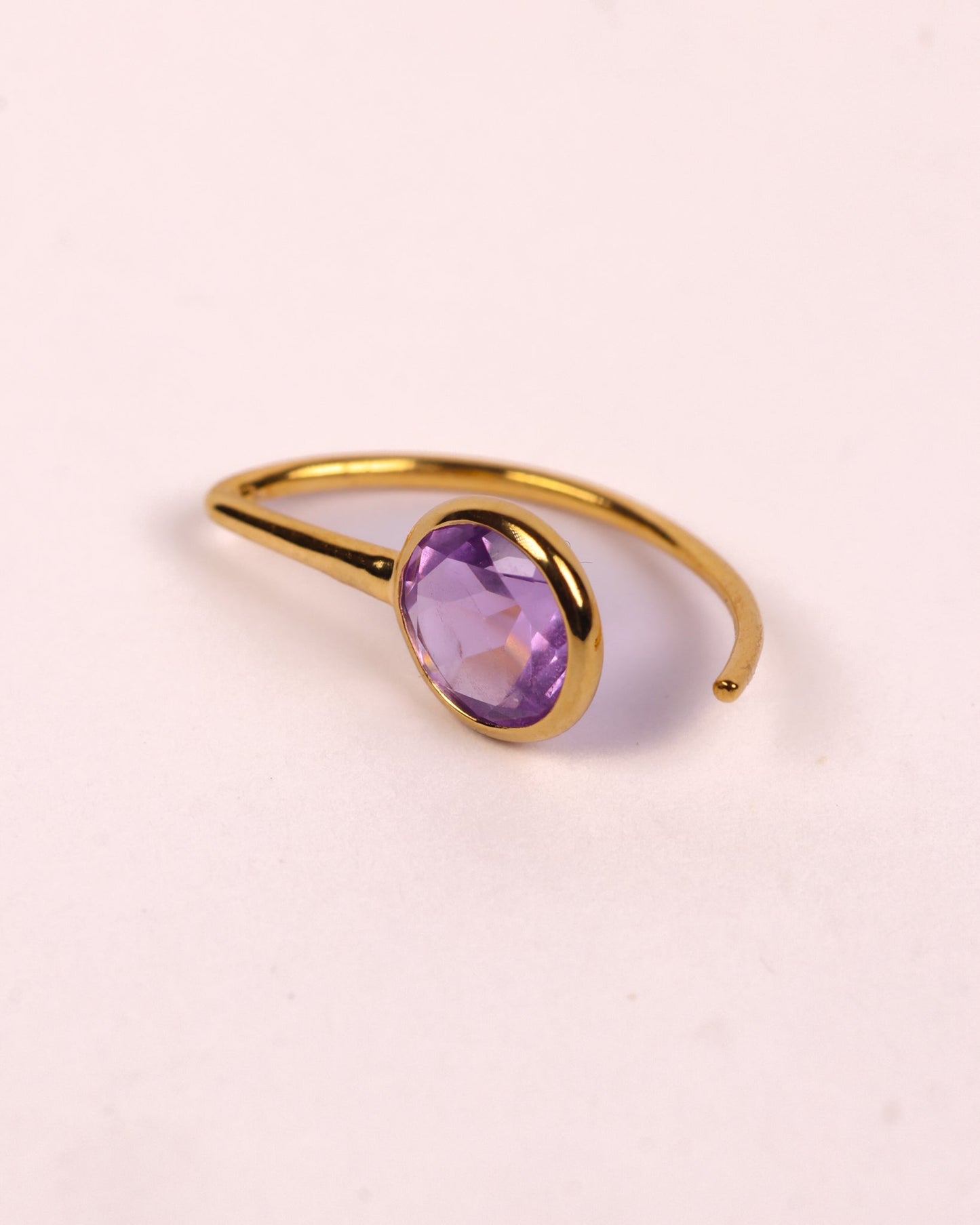 Manvi Earrings with brilliant cut Amethyst stones in a minimalist design showcasing violet hue and modern femininity