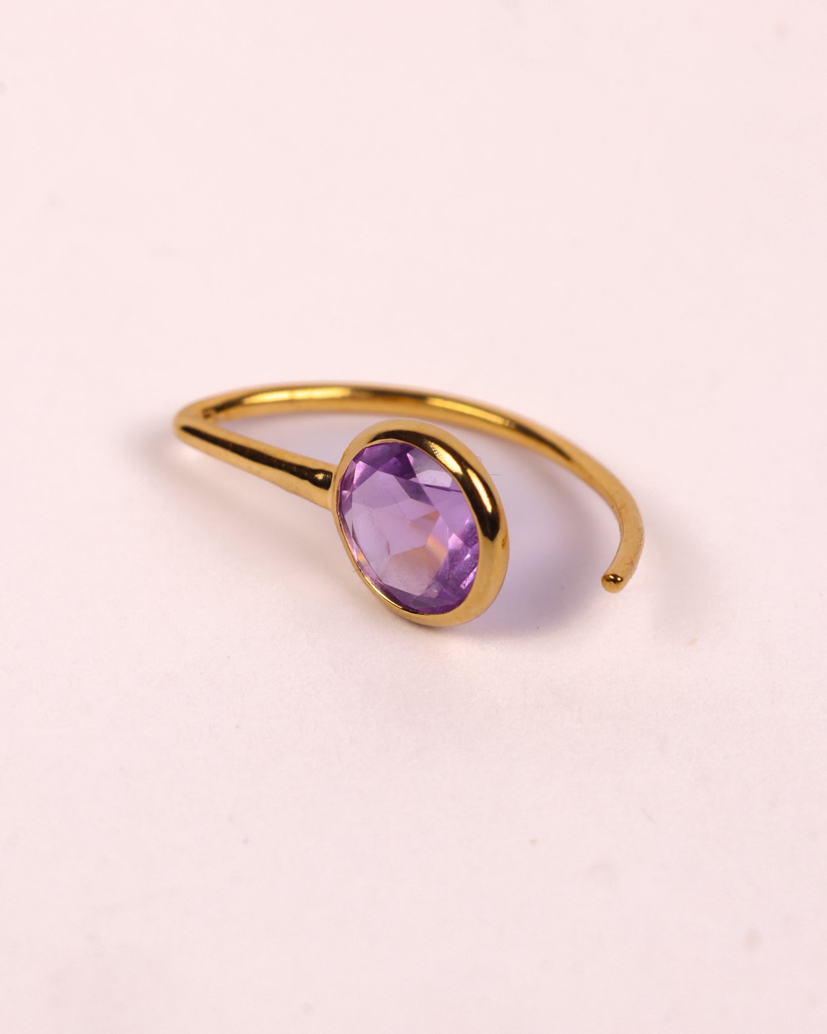 Manvi Earrings with brilliant cut Amethyst stones in a minimalist design showcasing violet hue and modern femininity