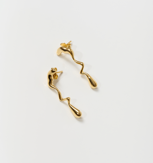 Caia Earrings fluid gold flame-inspired sculptural design