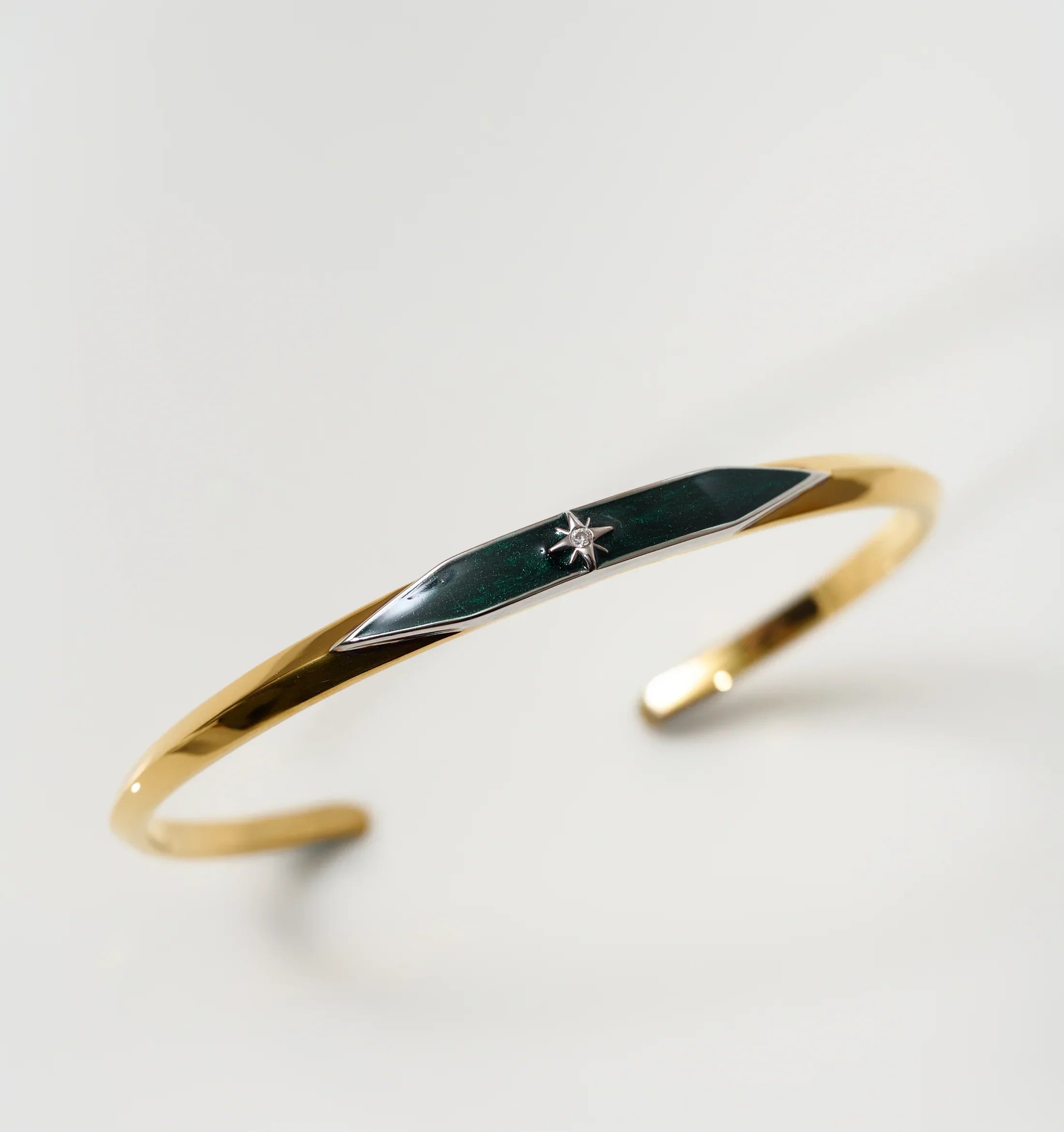 Naksha Cuff 18K gold vermeil sterling silver with enamel and lab-grown diamond