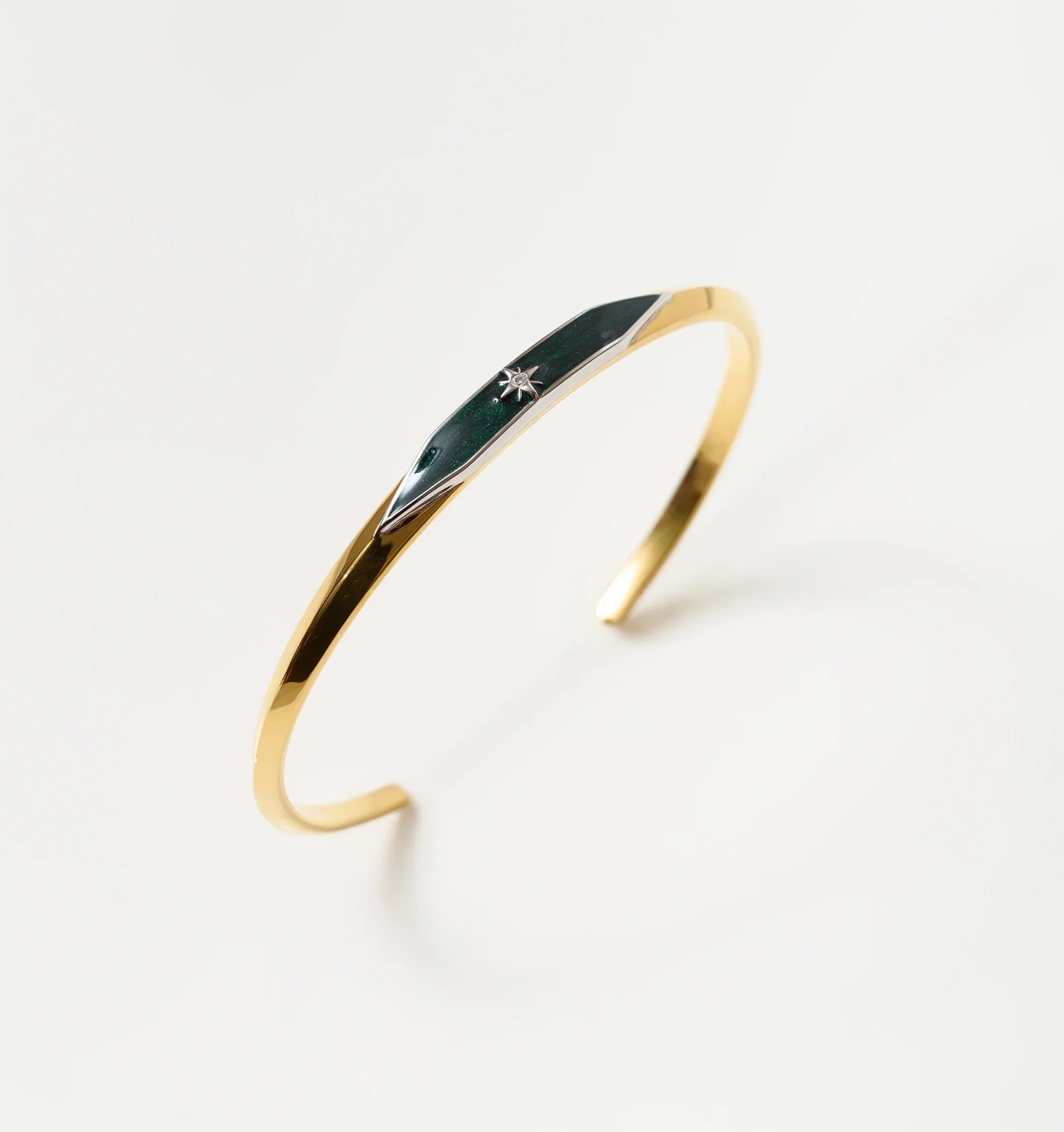 Naksha Cuff 18K gold vermeil with enamel and lab-grown diamond on sterling silver wrist accessory