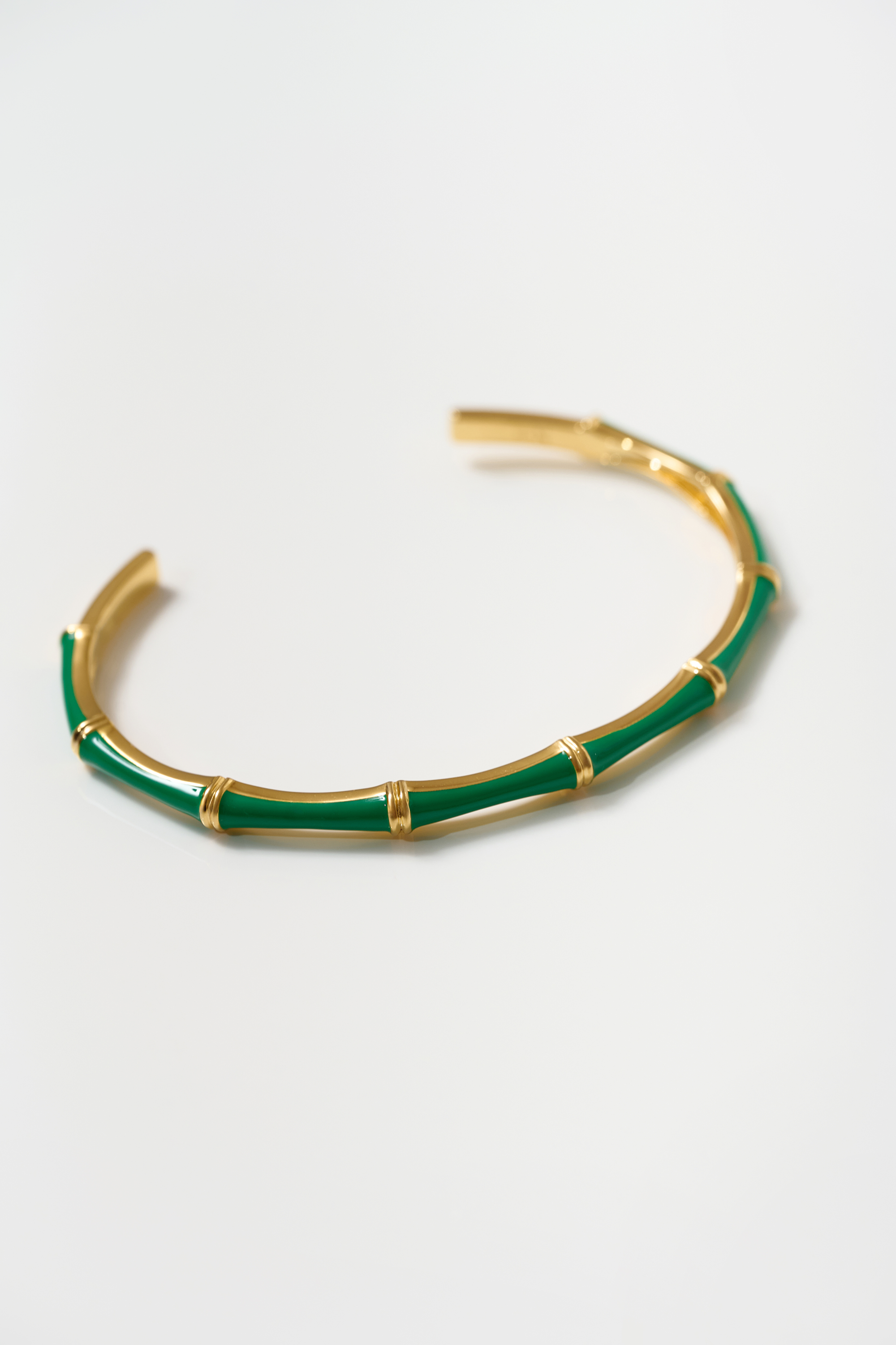 Baana Cuff green enamel and gold bamboo-inspired bracelet