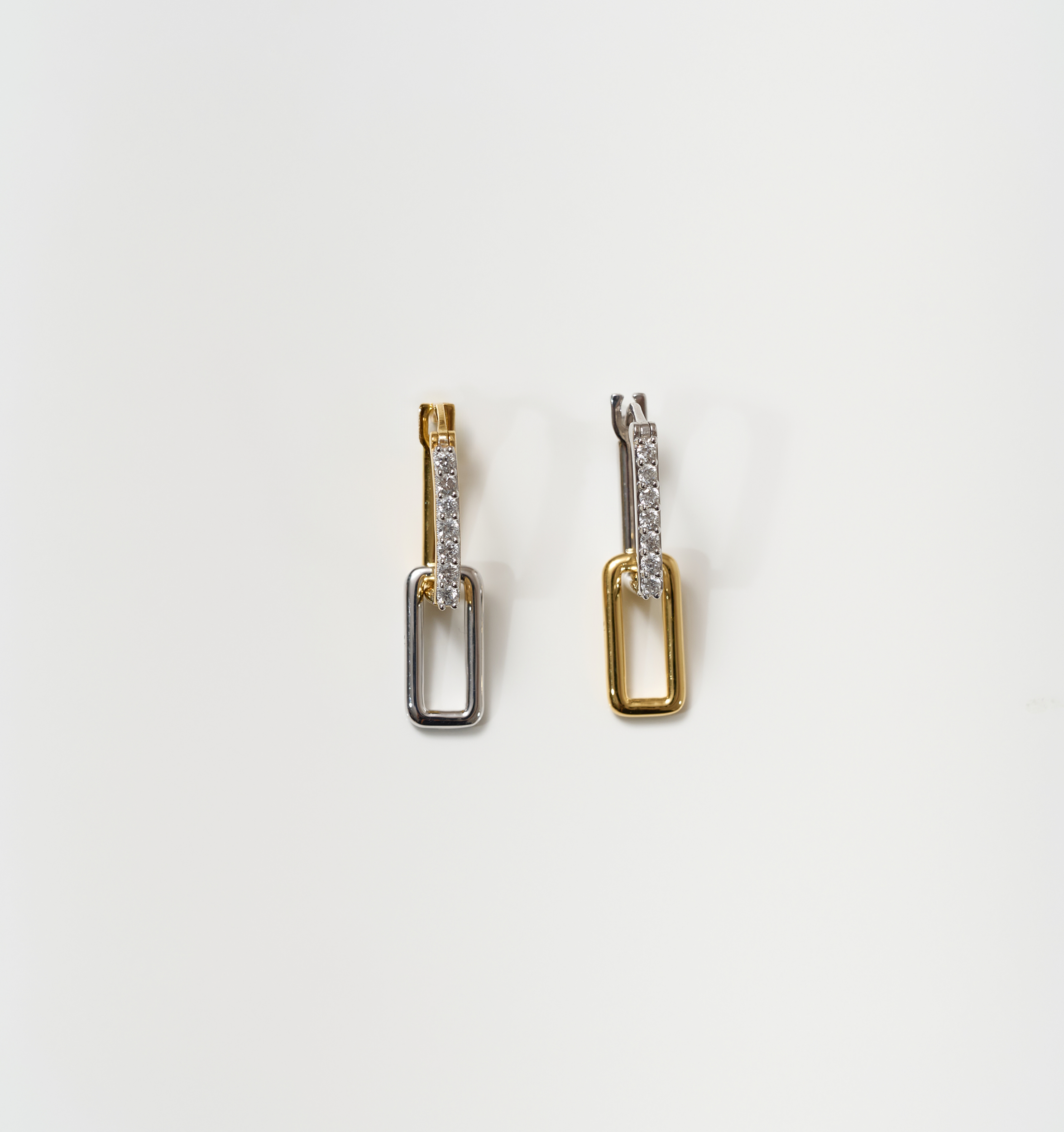 Bandha Earrings gold and silver geometric drop earrings with sparkling detail