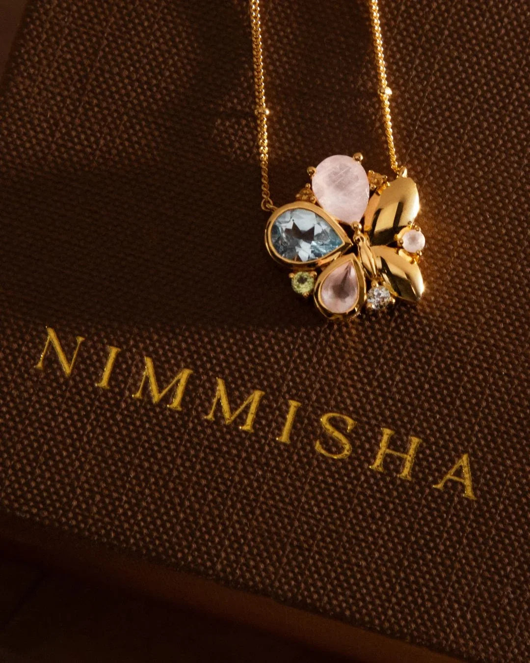 Titli Necklace pastel stones butterfly design mid-flight mid-landing jewelry