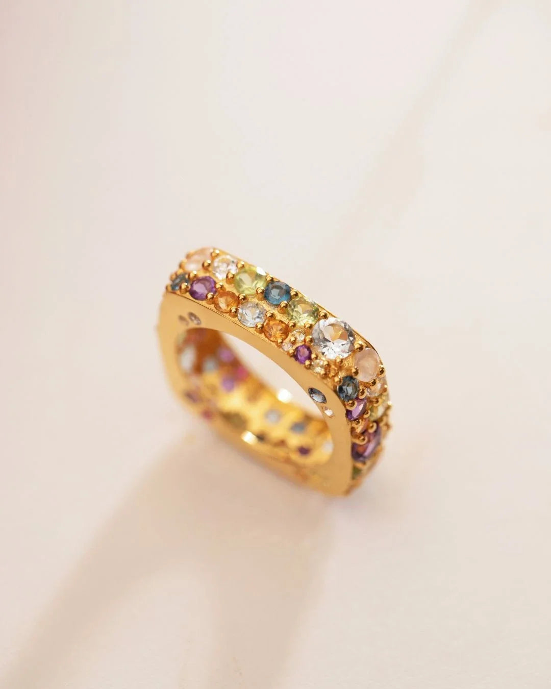 Vrindavan Ring showcasing vibrant floral design inspired by Krishna's sacred grove