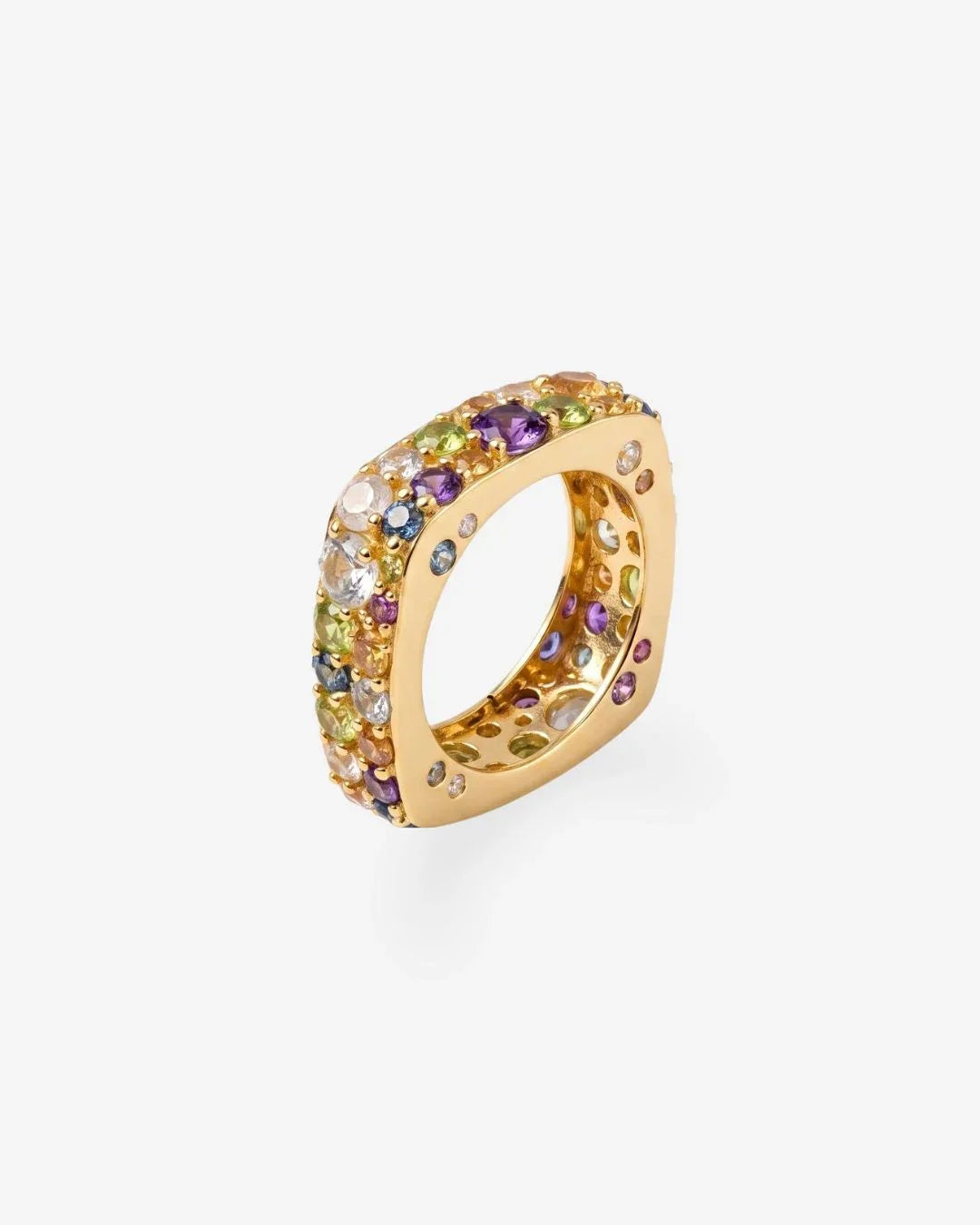 Vrindavan Ring featuring colorful floral architectural design inspired by Krishna's sacred grove