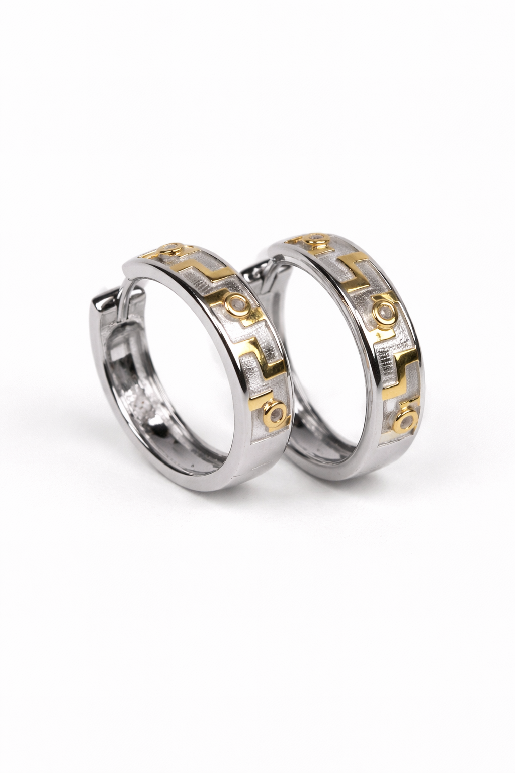 Aksar Hoops silver and gold rings with lab grown diamond and clean architectural design