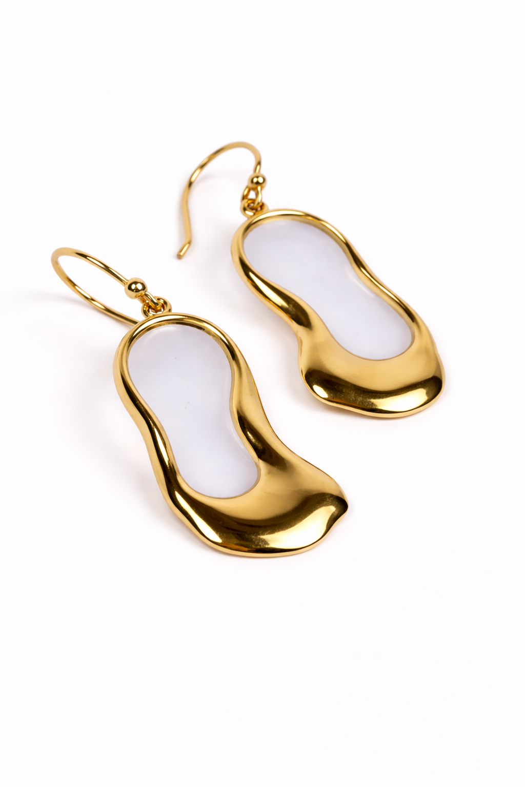 Adhara Earring modern gold open oval with fluid silhouette and suspended form