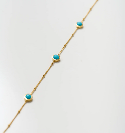 Nilaaya Bracelet gold chain with turquoise stones for serenity and protection