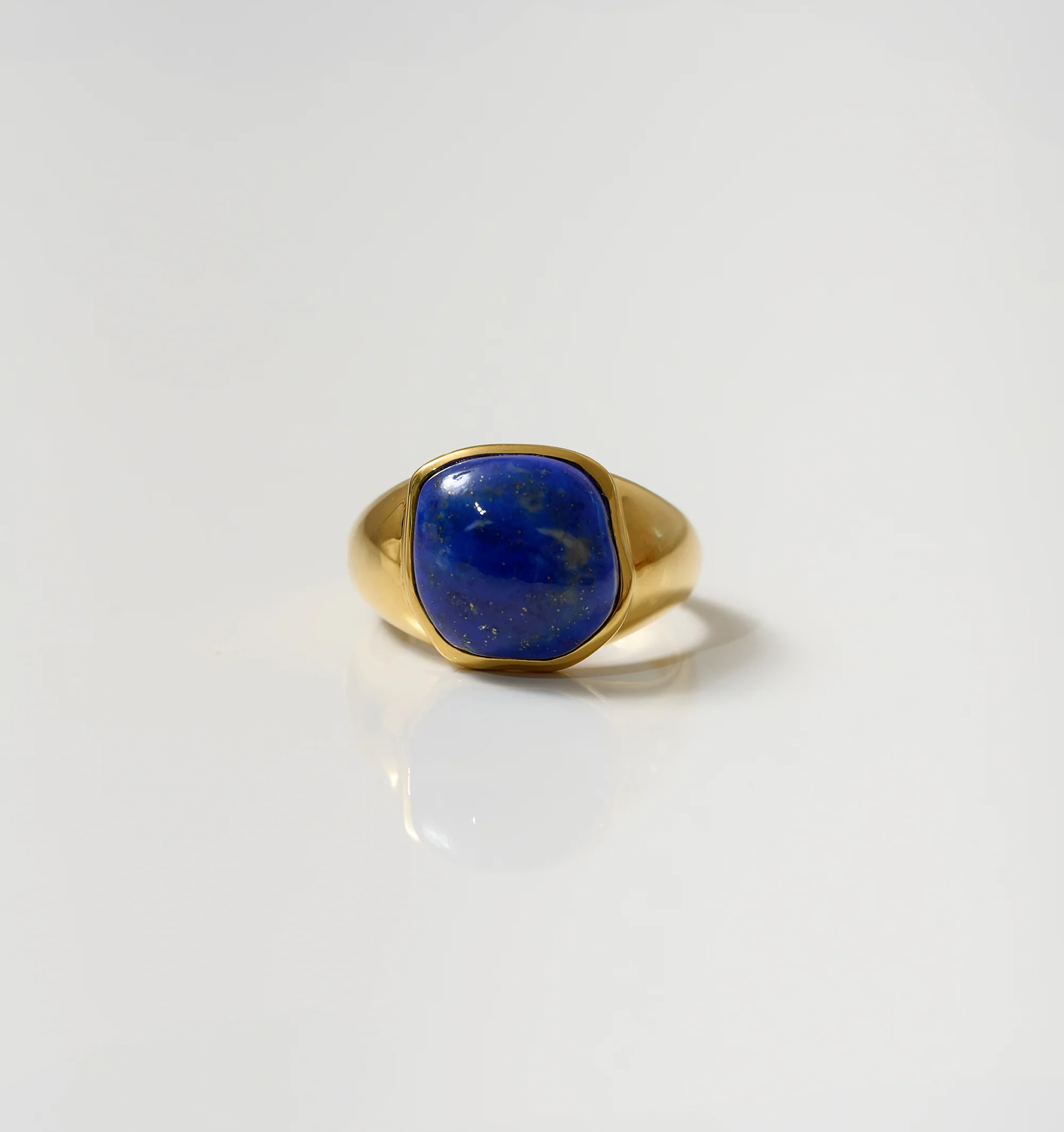 Neelaya Ring with bold lapis stone set in gold band symbolizing introspection and inner truth