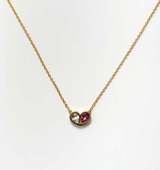 Manas Necklace gold chain with heart-shaped twin stones symbolizing balance and connection