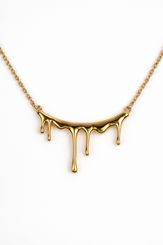 Jharna Necklace with curved neckline and flowing suspended drops creating a graceful cascade effect