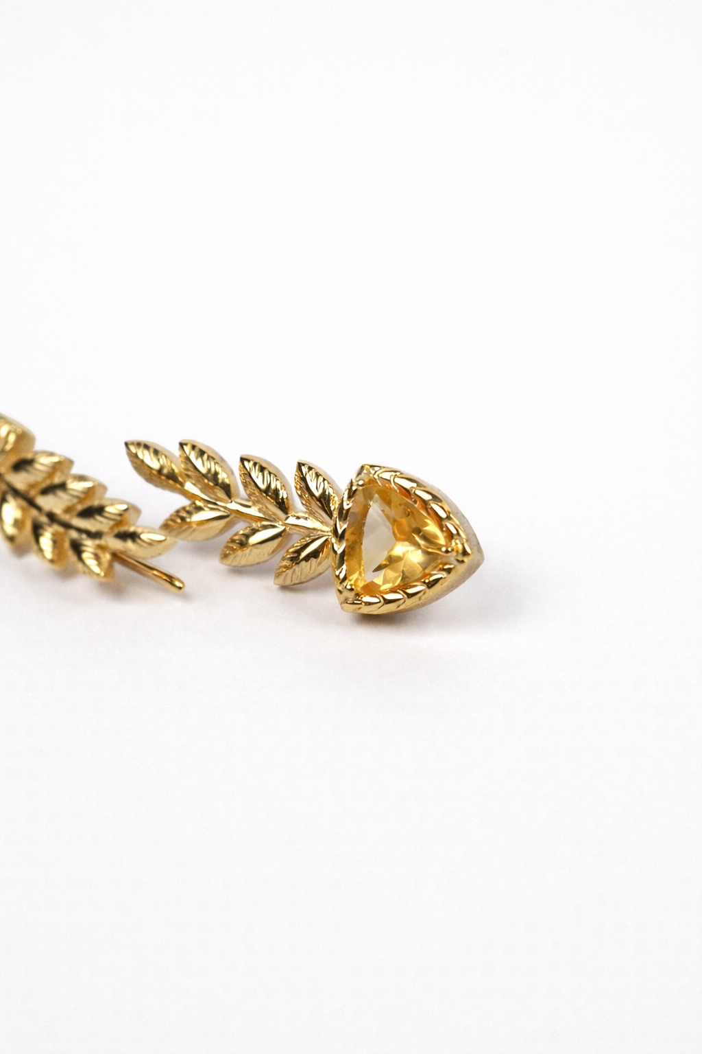 Palvi Earrings with trillion brilliant cut citrine and leaf-inspired organic design