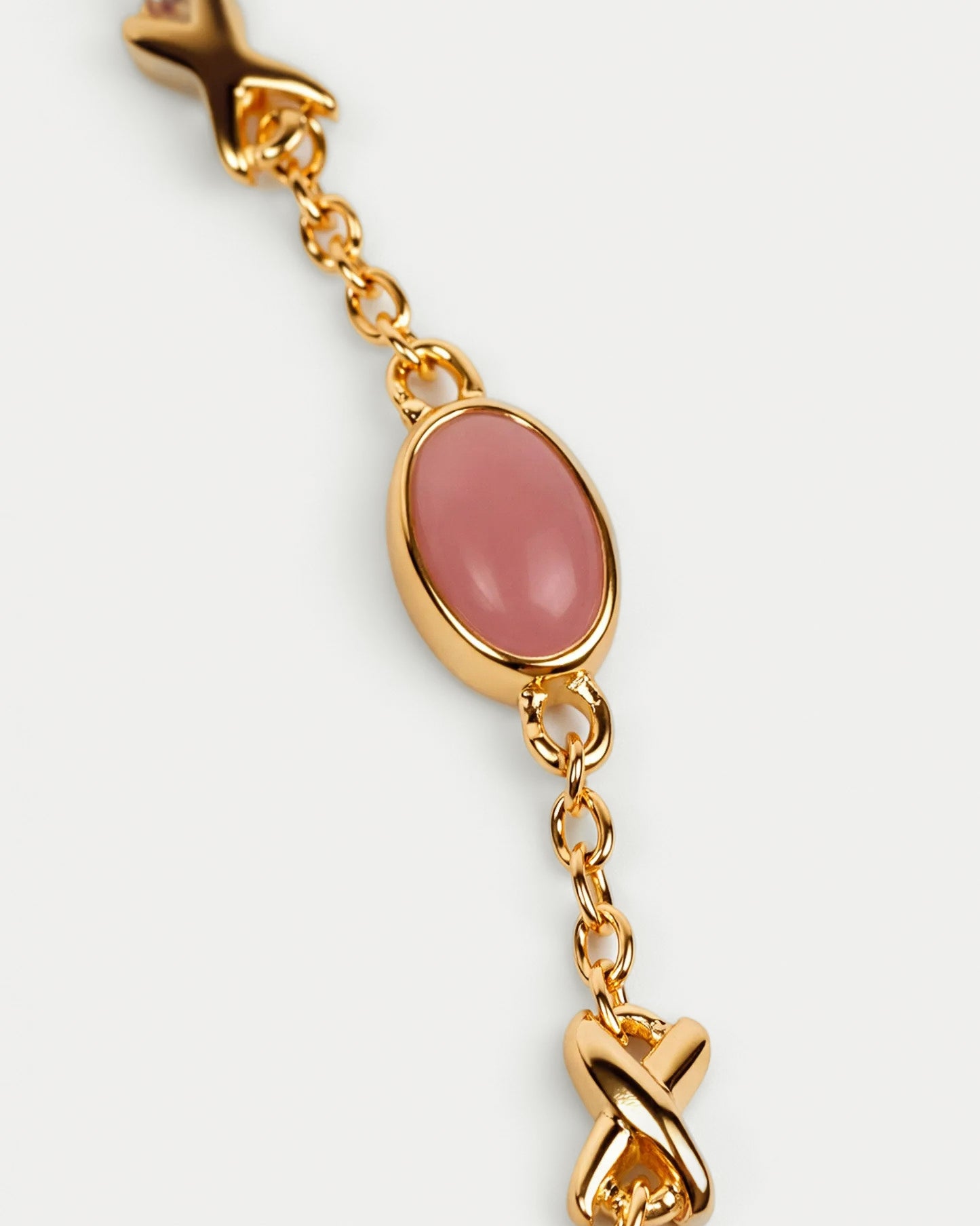 Saanvi Necklace with Pink Guava Quartz drop and open loop design for everyday elegance